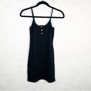 SHEIN Black Mini Dress with Button Detail